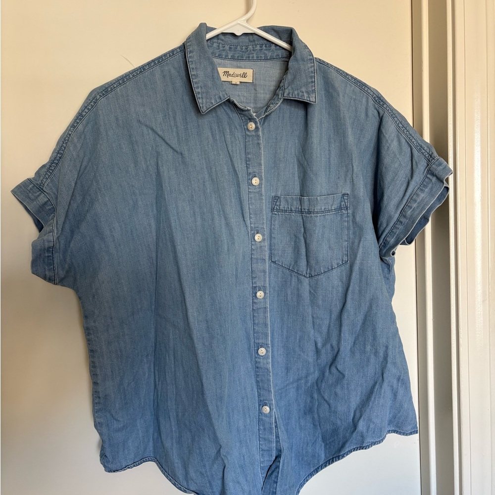 Madewell Denim Short-Sleeve Light Blue Wash Womens Medium